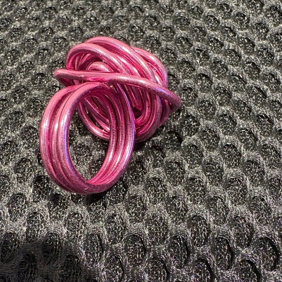 Whimsical Wire-Wrapped Statement Ring - Pink & Silver Sparkle - Picture 13 of 16